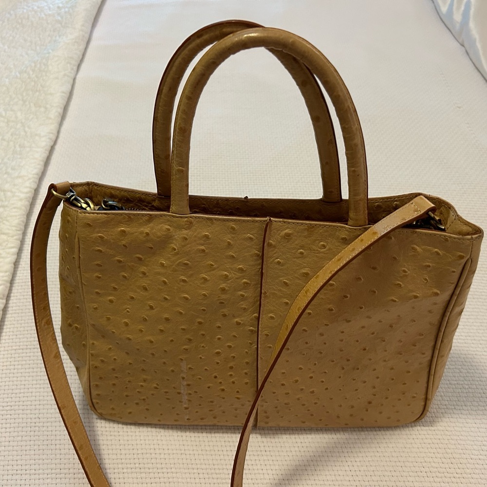 Ostrich print tan leather HOBO purse. Barely used.